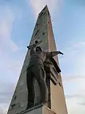 Soviet soldier statue next to the former obelisk