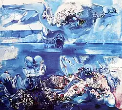 Nebih Muriqi, "Blue symphony", oil on canvas, 200 × 190&nbsp;cm, 2000