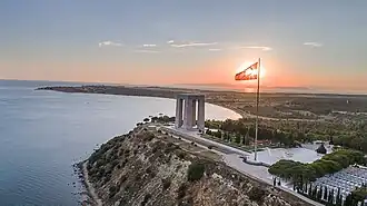 The Çanakkale Martyrs' Memorial at Gallipoli Peninsula Historical Site, commemorating the loss of Ottoman and Anzac soldiers on the Gallipoli Peninsula