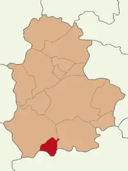 Map showing Boğazkale District in Çorum Province