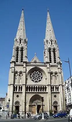 Church of Saint-Jean-Baptiste de Belleville in the neo-Gothic style by Jean-Baptiste Lassus (1854–59)