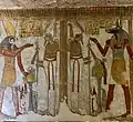 Horus and Anubis before Osiris