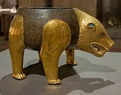 Bear-shaped vessel, Filippovka kurgan 1, 4th century BCE.