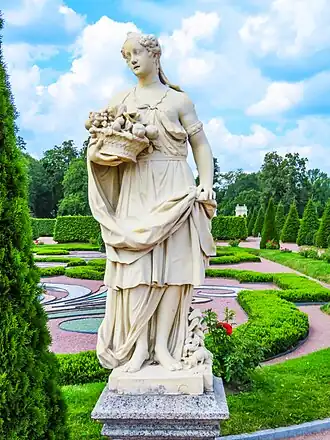 Pomona statue (detail) in Upper Gardens of Peterhof, Saint Petersburg, Russia