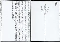 A fire lance from the Wubei Zhi by Mao Yuanyi, 1621.