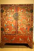 Red Lacquer Wardrobes Inlaid with Various Treasures, Ming dynasty