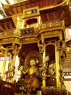Statue of Wenshu in the Bronze Canopy within the Hall of the Five Hundred Arhats