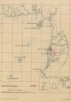 Spanish possessions in the Gulf of Guinea in 1897.