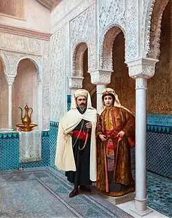 Dignatary couple in a palace or Moroccan Sephardic couple, Auguste Raynaud&nbsp;[fr], 1890, Musée d'Art et d'Histoire de Narbonne