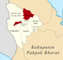 Location map of Kerajaan district in Pakpak Bharat Regency