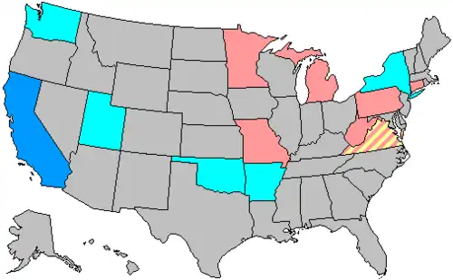 Summary of party change of U.S. House seats in the 2000 House election &nbsp;&nbsp;6+ Democratic gain &nbsp;&nbsp;6+ Republican gain &nbsp;&nbsp;3–5 Democratic gain &nbsp;&nbsp;3–5 Republican gain &nbsp;&nbsp;1–2 Democratic gain &nbsp;&nbsp;1–2 Republican gain &nbsp;&nbsp;no net change &nbsp;&nbsp;1–2 Independent gain