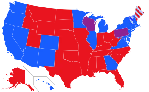 Map of the Senate composition by state and party, as of Jan 3, 2023