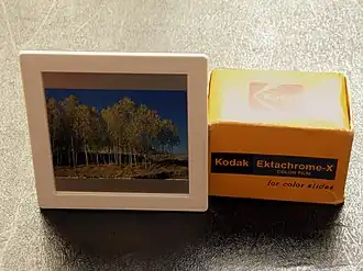 The E-6 process results in positive images that can be mounted and presented as slides