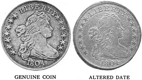 A comparison of the obverse of two coins
