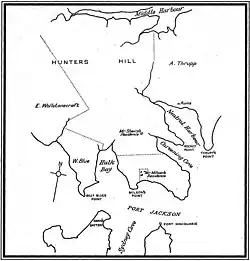 Early map of the Kirribilli area showing an area marked Milson's residence
