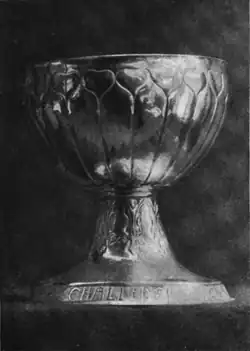 Black and white photograph of a silver cup