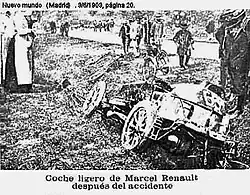 24 May 1903 in Couhé-Vérac, near Poitiers, Marcel Renault's car after the accident.