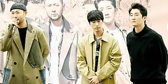 Epik High during an autograph event at COEX, March 2019 From left: Mithra Jin, Tablo, DJ Tukutz