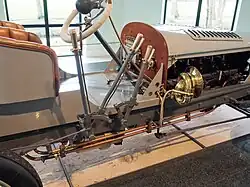 Spyker 60 HP: levers and pedals (detail). Louwman Museum, The Hague, Netherlands