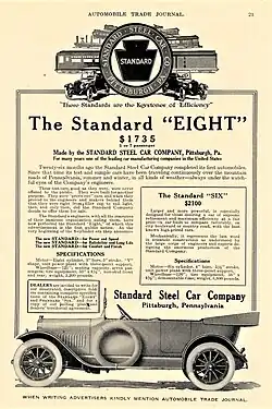 1915 Standard Eight and Six advertisement