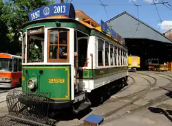 A 1927 tram at the Polvorín workshop