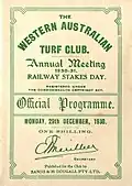 1930 WATC Railway Stakes racebook front cover