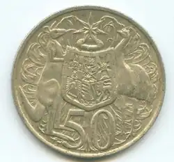 1966 round 50 cent coin