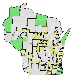 Changes in boundaries for the State Assembly following 1983 Act 29 &nbsp;&nbsp;Territory which was moved into a new district &nbsp;&nbsp;Districts which were entirely unchanged