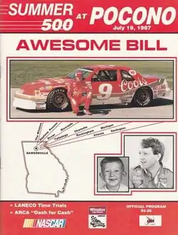 The 1987 Summer 500 program cover, featuring Bill Elliott.