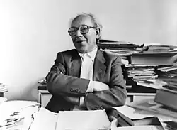 Jacques Ledoux at his Brussels desk, 1988