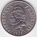 Obverse side of 20 CFP franc coin