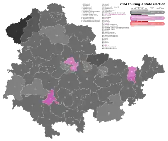 2004 Thuringian state election - Black is CDU, Pink is Left