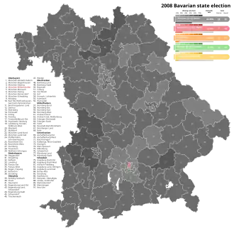 2008 Bavarian state election, Black is CSU, Red is SPD,
