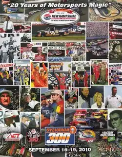 The 2010 Sylvania 300 program cover, celebrating New Hampshire Motor Speedway's 20th anniversary. "20 Years of Motorsports Magic"