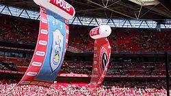 Huddersfield Town and Sheffield United flags at Wembley