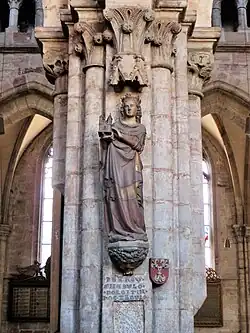 Pillar with figure of St. Empress Kunigunde, donated by the Stromers, Sebaldus Church