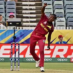 Taylor bowling for the West Indies during the 2020 ICC Women's T20 World Cup