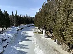 Sedimentary rocks, Trenton Group limestones, rock faces, ice formations