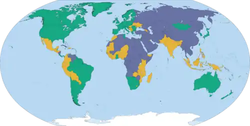 Country ratings from 2021 Freedom in the World by Freedom House[needs update]