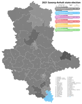 2021 Saxony-Anhalt state election, Black is CDU, AfD is Blue