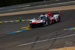 White-and red race car