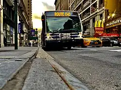 An Academy-owned 2017-model Nova Bus LFS in NYU Transportation service
