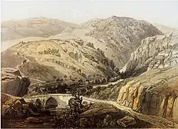 The bridge over Litani River by Kaukaba, by van de Velde, in 1851