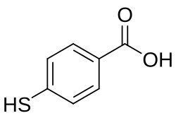 Skeletal formula of 4-mercaptobenzoic acid