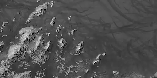 Layers with dust devil tracks at the top of the picture, as seen by HiRISE