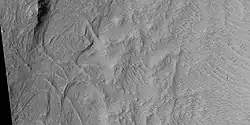 Close view of curved ridges, as seen by HiRISE under HiWish program. Note: this is an enlargement of previous image.