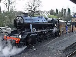 48773 at Bridgnorth shed on the Severn Valley Railway