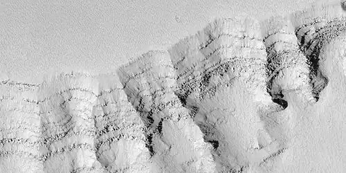 Close view of north wall of part of Noctis Labyrinthus, as seen by HiRISE under HiWish program