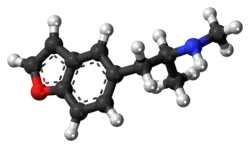Ball-and-stick model of 5-MAPB molecule
