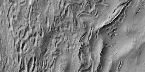 Close view of hollows, as seen by HiRISE under HiWish program